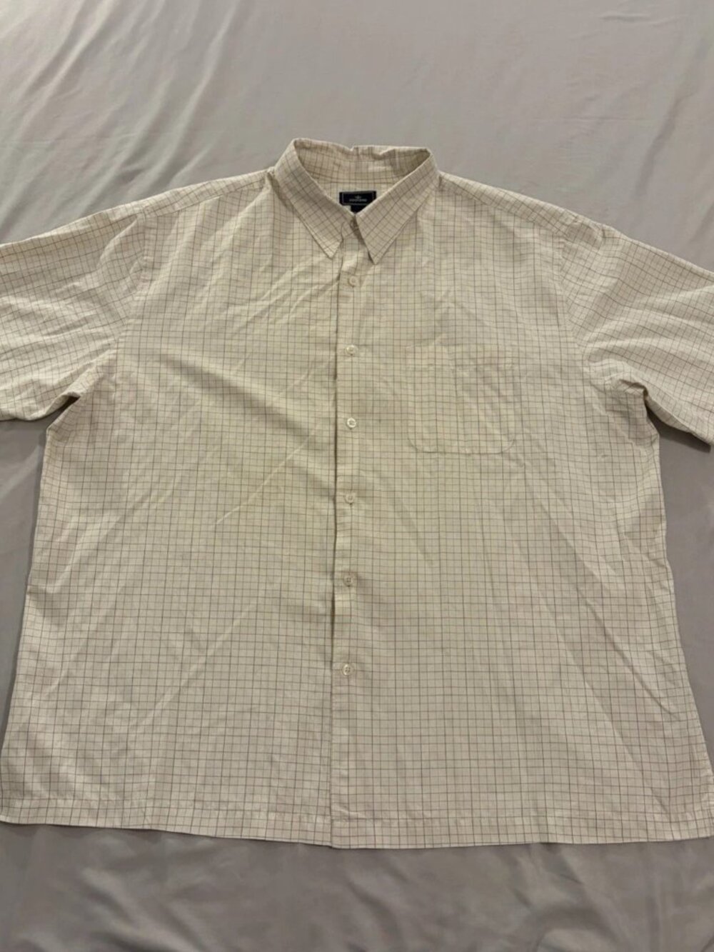 Docker's Men's Button Down Shirt Cream Check XXL